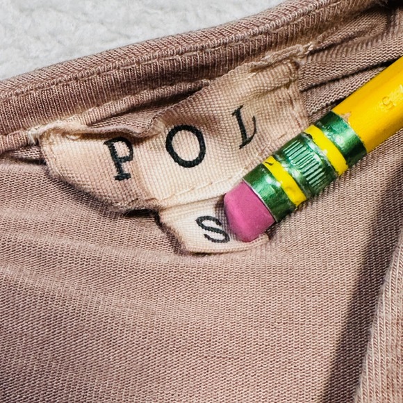 POL Clothing Embroidered Boho Top Womens S Mauve Floral Lace Up SMT505 Bohemian - Picture 5 of 11